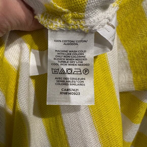 NWT Loft Size Medium Midi Dress 100% Cotton Yellow White Stripe Cottage Beach - Picture 3 of 7